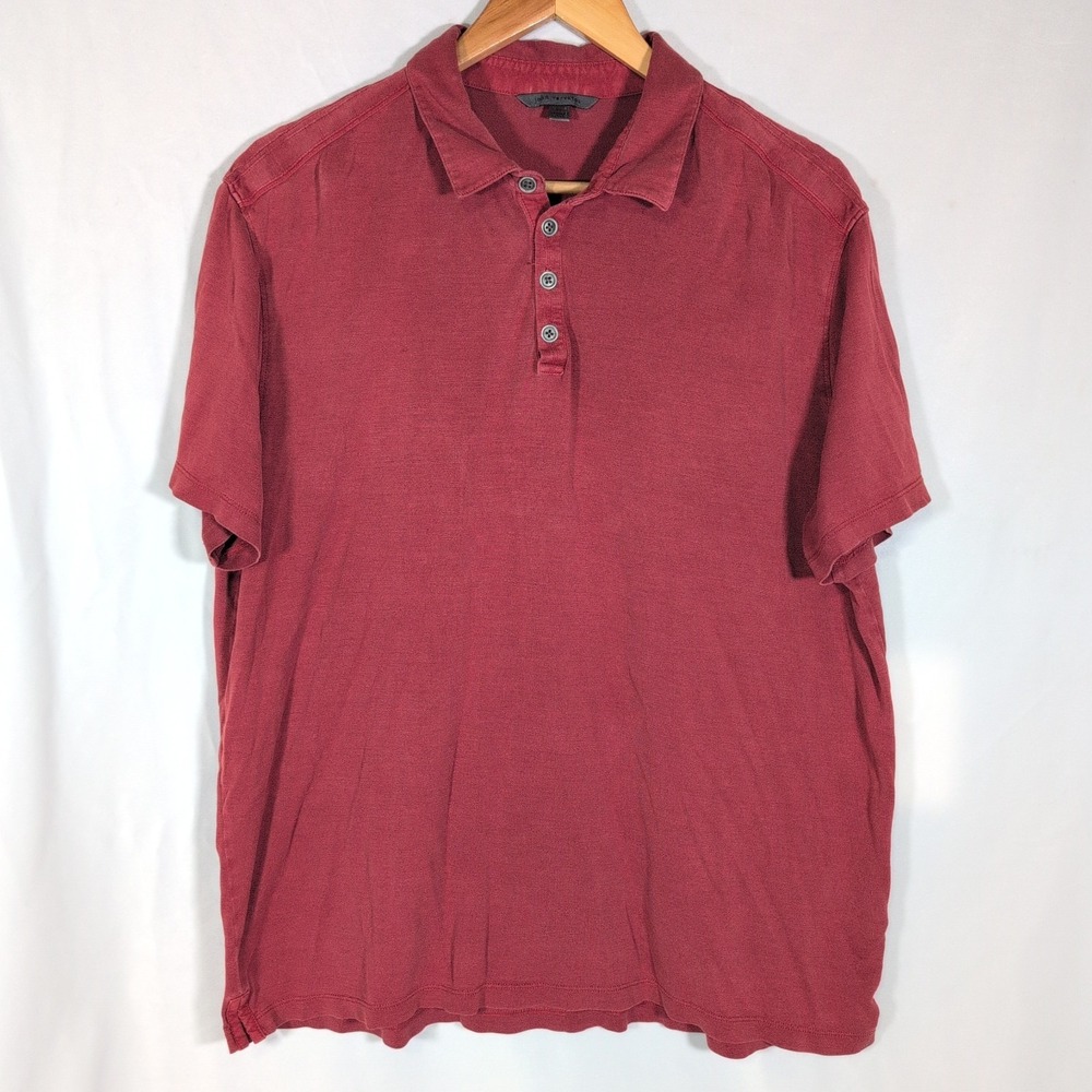 John Varvatos Mens Polo Shirt Size XL See Measurements Red Faded Cotton